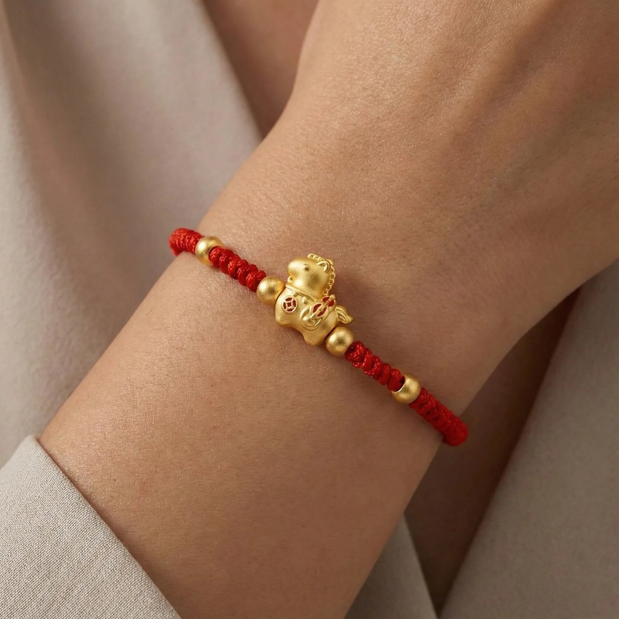 Fortune Bracelet Red String Fire Horse Charm