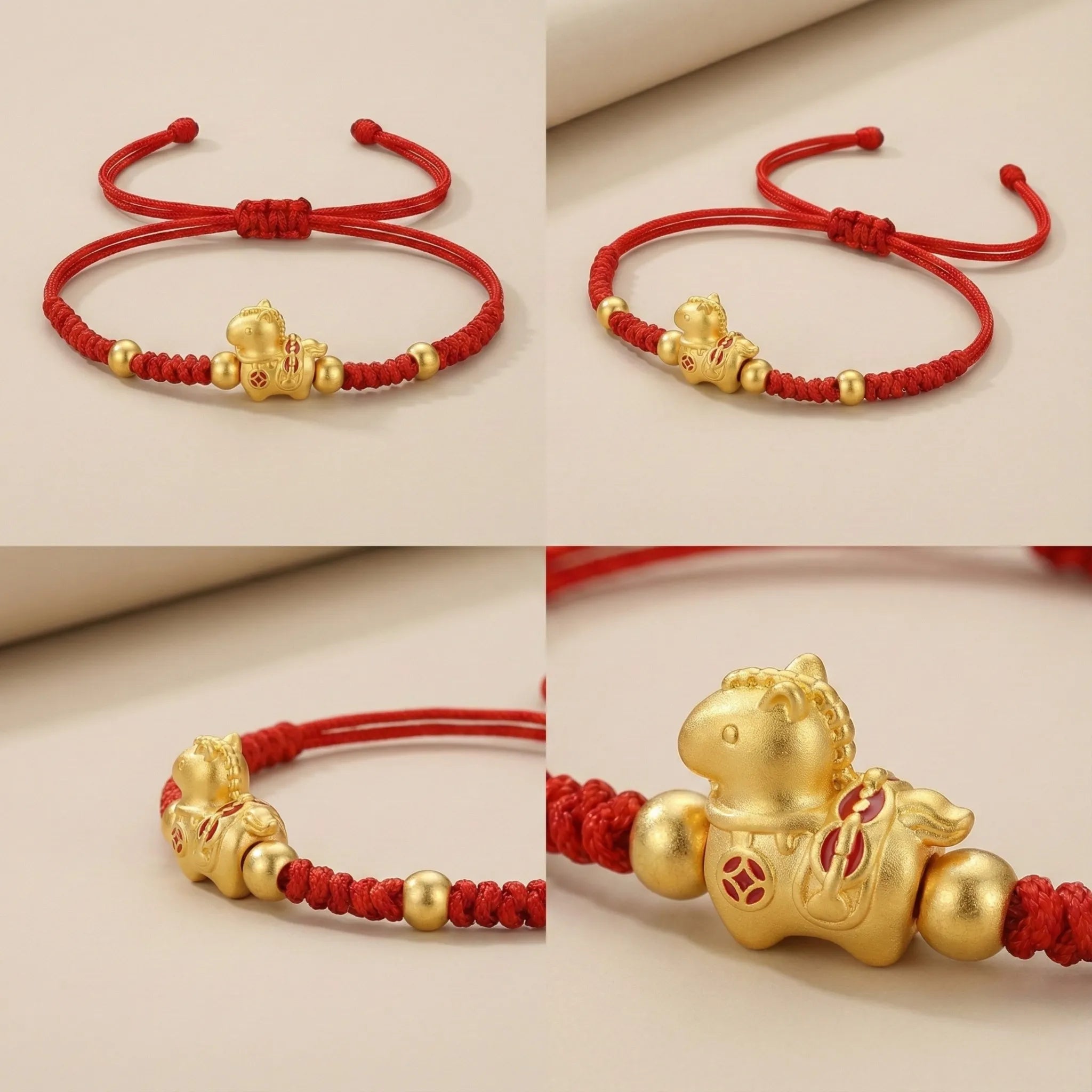 Fortune Bracelet Red String Fire Horse Charm