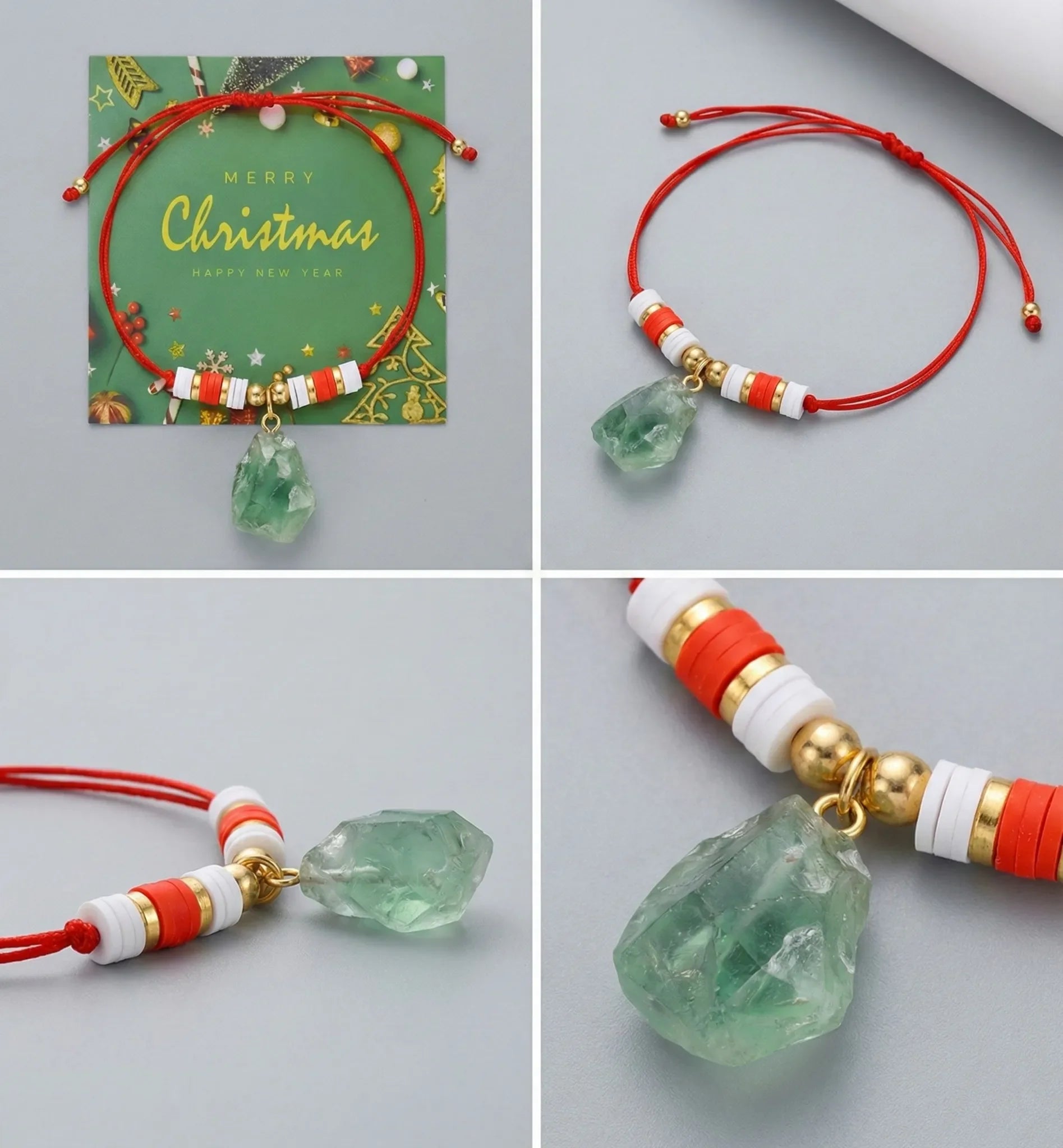 Red String Raw Quartz Protection Fortune Bracelet