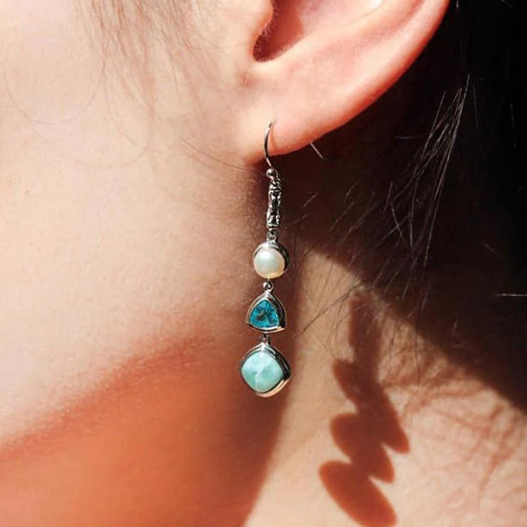 Silver Larimar Set (Earring & Necklace)