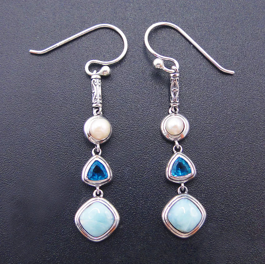 Silver Larimar Set (Earring & Necklace)