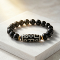 Nine-Eye Dzi Bead Power Bracelet Black Onyx
