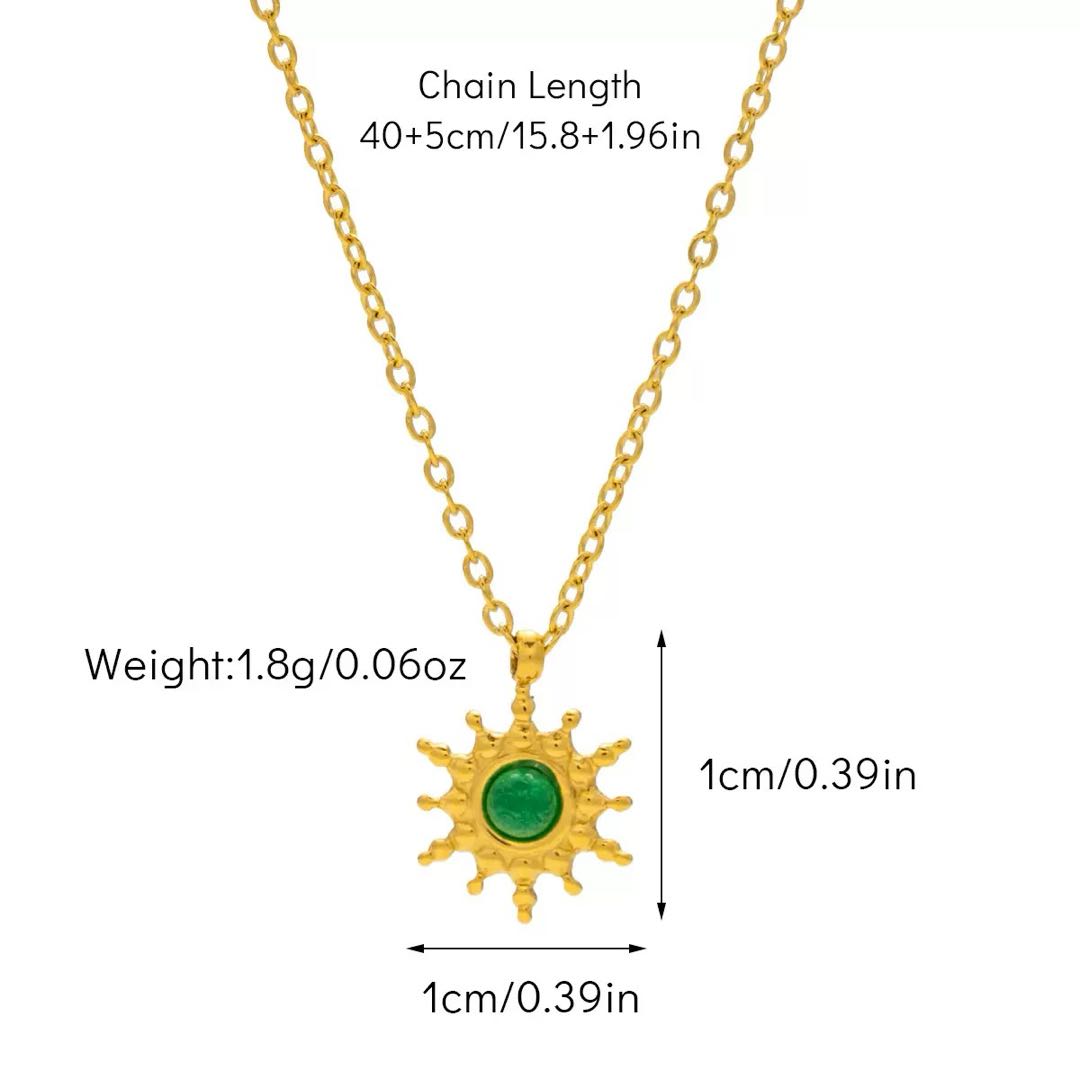 Emerald Titanium Gold Solar Protection Fortune Elegant Jewelry Set