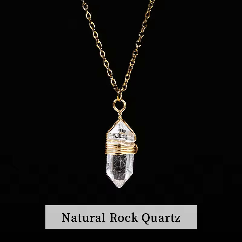 Natural Healing Crystal Hexagonal Cylindrical Necklace