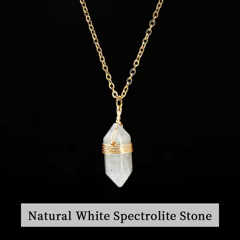 Natural Healing Crystal Hexagonal Cylindrical Necklace