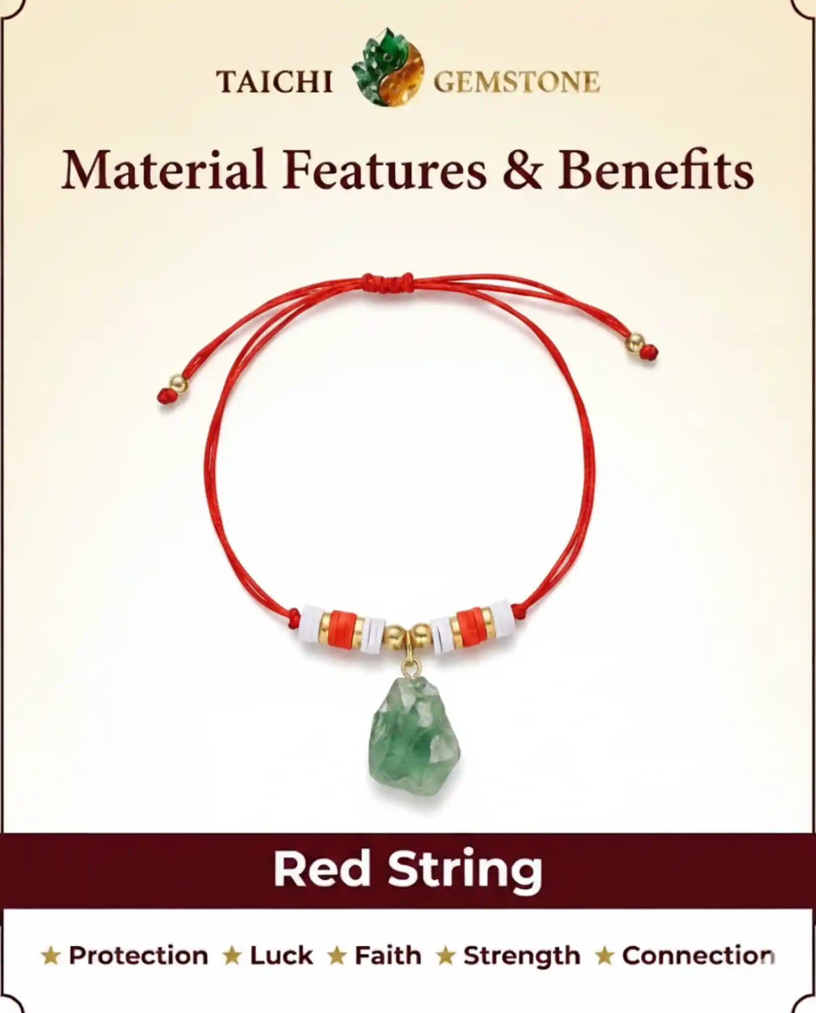 Red String Raw Quartz Protection Fortune Bracelet