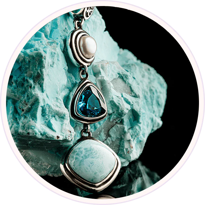 Silver Larimar Set (Earring & Necklace)