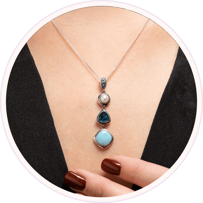 Silver Larimar Set (Earring & Necklace)